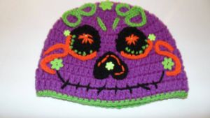 Crochet Sugar Skull Beanie