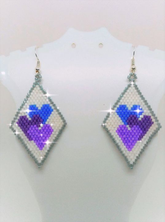 Purple Triple Heart Earrings - Designs By SEA