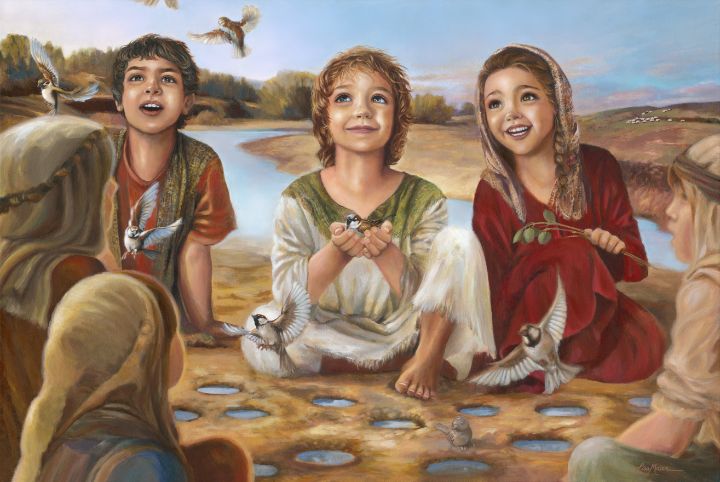 Jesus and the 12 Sparrows - Lisa's Art Gallery