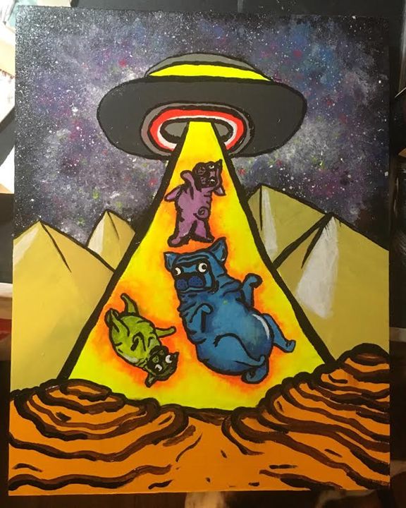 Pug Abduction - Emily Fab Art
