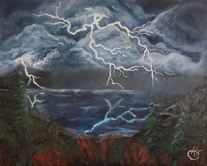 Stormy Lake Shore - Art by Hannah Snow
