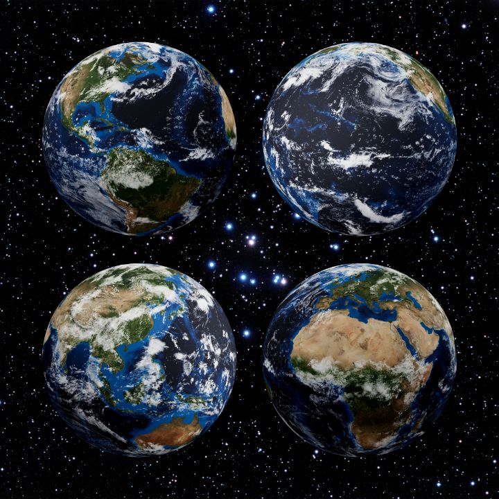 4 Sides Of Earth - Albedo Music - Digital Art & Ai, Astronomy & Space 