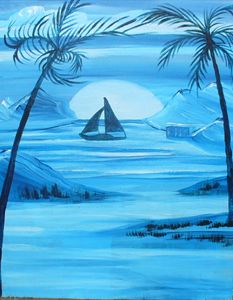 The Blue Sunset on Sailboat