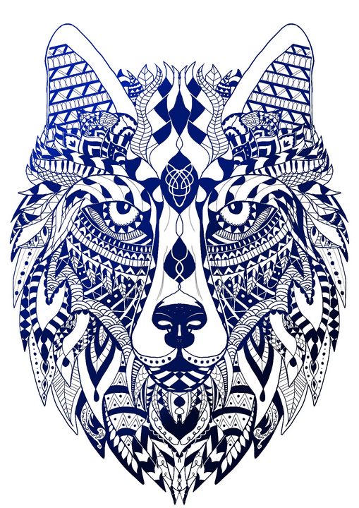 Blue wolf mandala - Lottie may's art - Digital Art, Animals, Birds, & Fish,  Wolves - ArtPal
