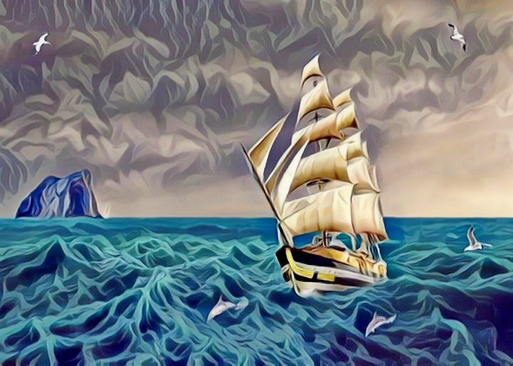sailing ship sea with ocean waves 2 - Souvenir