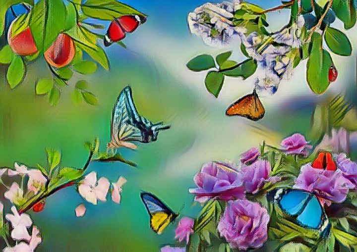 Butterflies on flowers in the garden - Souvenir