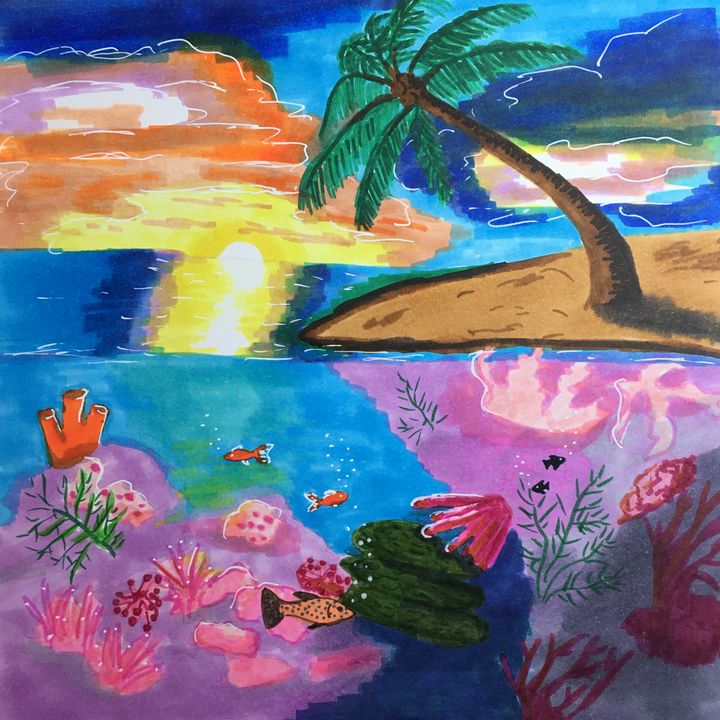 Sunrise on the coral reef island - Melanie N Creations