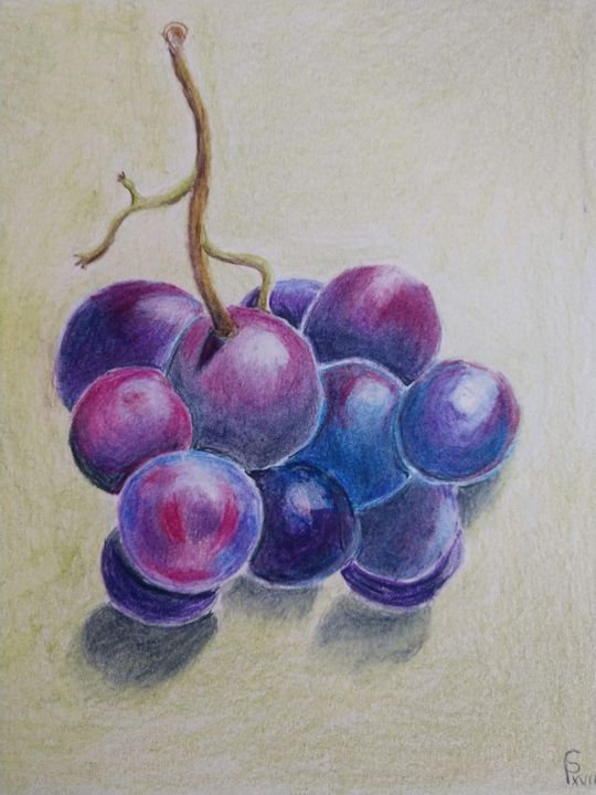 How to Draw Grapes with Colored Pencils