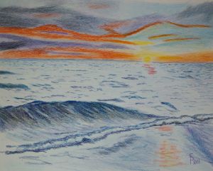 Chalk Pastel, 'Serenity', 11x 14 - Kari Nance - Drawings & Illustration,  Landscapes & Nature, Beach & Ocean, Waves - ArtPal