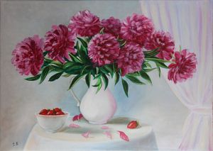 peonies and strawberrie