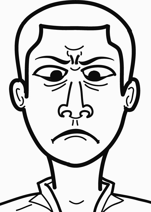 angry face black and white clipart