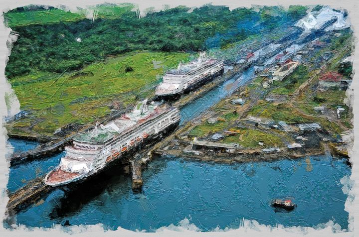 The Panama Canal - Panama Art Culture - Digital Art, Places & Travel, Central America, Panama - ArtPal