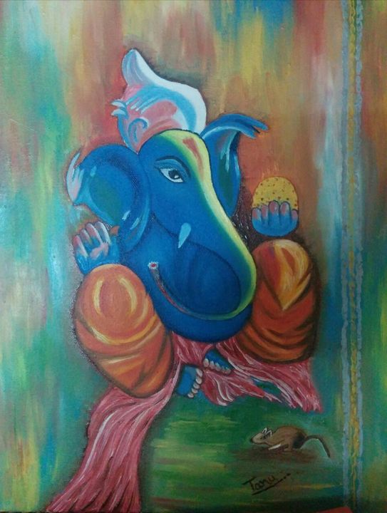 Indianara Lord Ganesha Painting (4332GBNN) -Synthetic Fame, 10 x 13 Inch  Digital Reprint 13 inch x 10.2 inch Painting Price in India - Buy Indianara  Lord Ganesha Painting (4332GBNN) -Synthetic Fame, 10