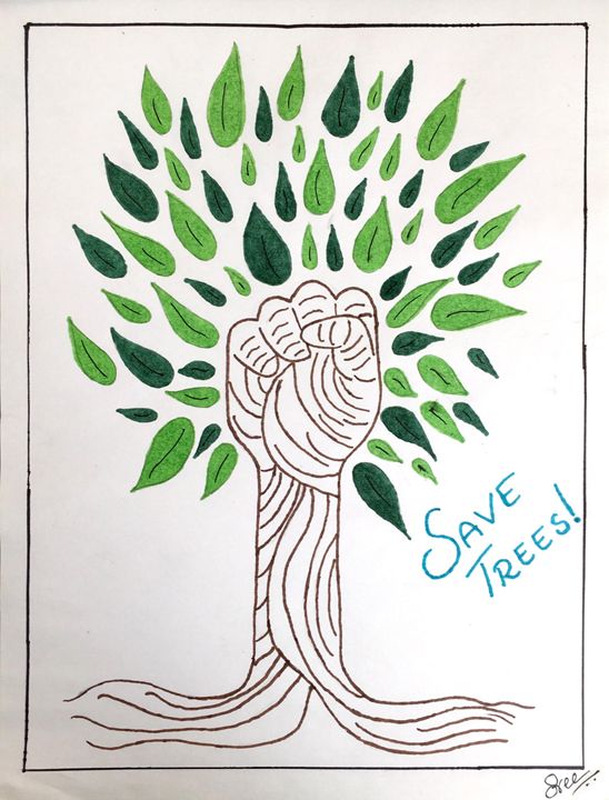 Save Trees - Sreelatha Nandigiri - Paintings & Prints, Flowers, Plants, &  Trees, Trees & Shrubs, Other Trees & Shrubs - ArtPal