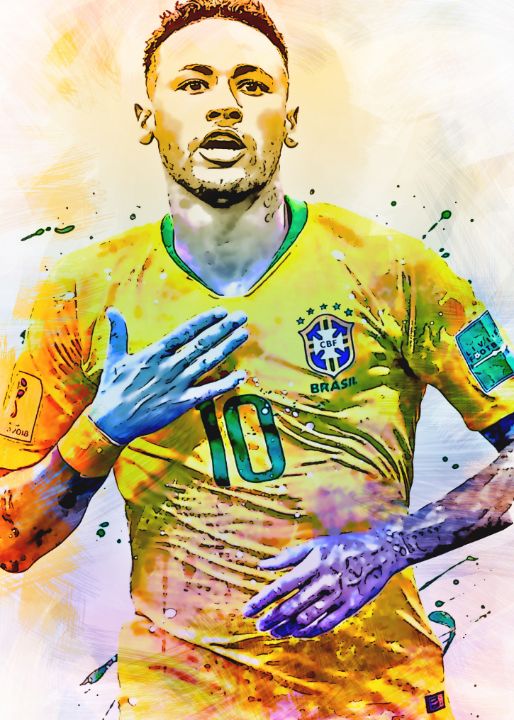 Poster Neymar Jr Brésil - Art Mural Football Brazil - Décoration Chambre Ou Bureau