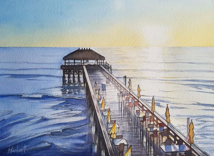 Rising sun over Cocoa beach pier - ArtByHubert