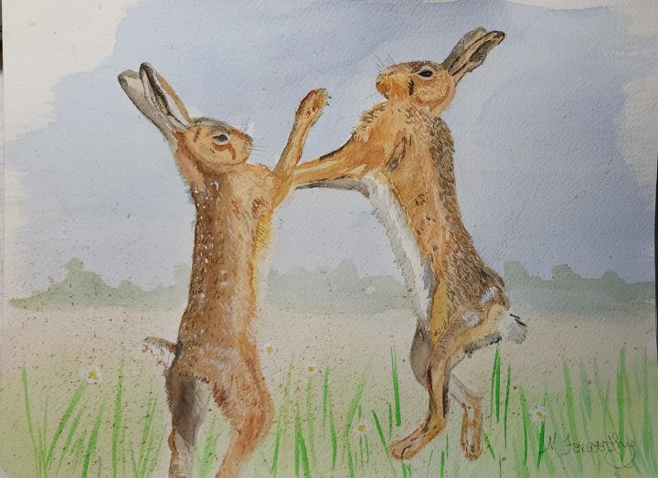 Boxing Hares - Foxworthy Fine Art and Illustration