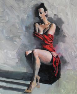 Sophia in red dress - Mark Sypesteyn fine art