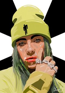 Billie Eilish cartoon style