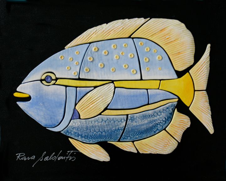 Handmade Ceramic Blue Yellow Fish - Gallery Hope The Art of Loving Kindness