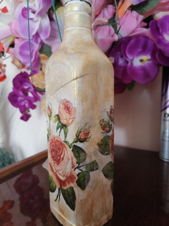 Roses decoupage bottle - Katya's Art - Crafts & Other Art, Other Crafts ...