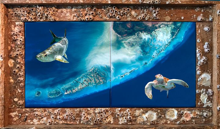Florida Keys Satellite View - Lobster Trap Art - Photography