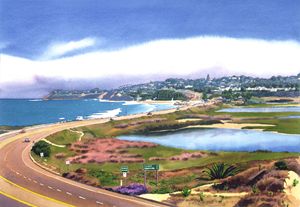 San Elijo & Hwy 101 - Mary Helmreich California Watercolors