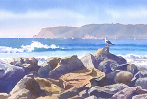 Seagull & Point Loma - Mary Helmreich California Watercolors