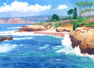 Shell Beach La Jolla - Mary Helmreich California Watercolors