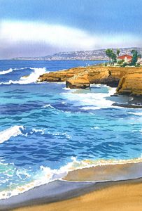 Sunset Cliffs Point Loma - Mary Helmreich California Watercolors