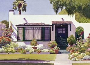 White Bungalow in Coronado - Mary Helmreich California Watercolors
