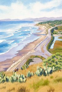 Golden View from Torrey Pines - Mary Helmreich California Watercolors