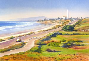 Carlsbad Rt 101 California - Mary Helmreich California Watercolors