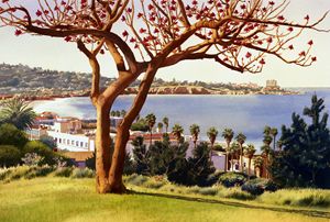 Coral Tree With La Jolla Shores - Mary Helmreich California Watercolors