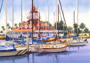 Coronado Boathouse - Mary Helmreich California Watercolors