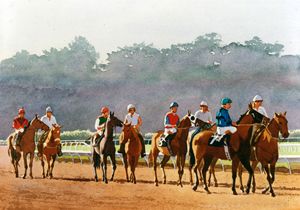 Approaching The Starting Gate - Mary Helmreich California Watercolors