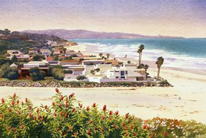 Dog Beach Del Mar - Mary Helmreich California Watercolors