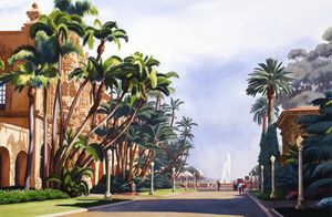 El Prado in Balboa Park - Mary Helmreich California Watercolors