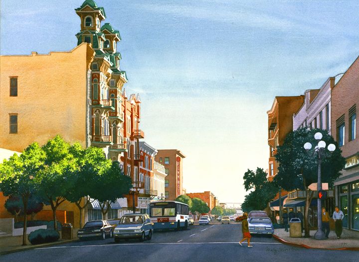 Gaslamp Quarter San Diego - Mary Helmreich California Watercolors 