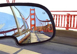 Golden Gate Bridge Side View Mirror - Mary Helmreich California Watercolors