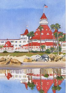 Hotel Del Coronado Reflected - Mary Helmreich California Watercolors