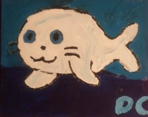 Fluffy harp seal