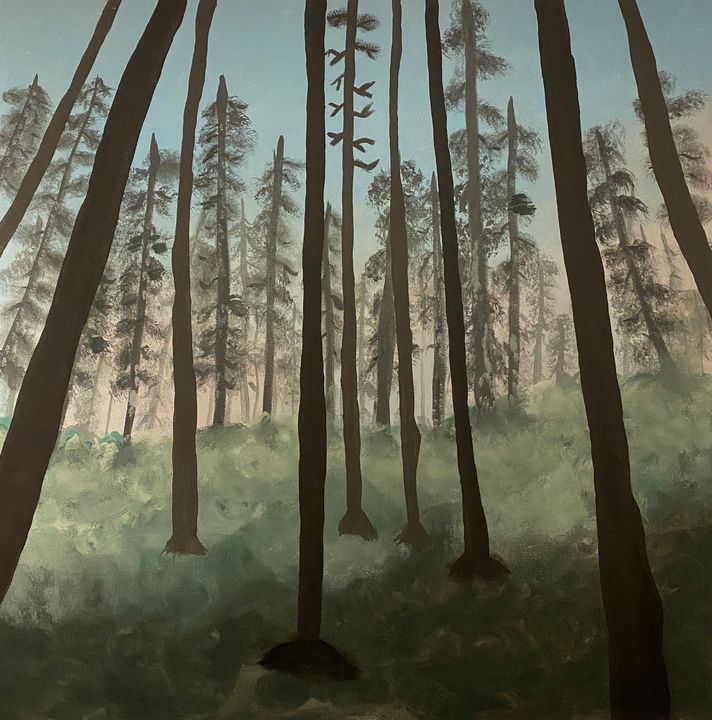 Misty Forest Landscape Painting Aztariq Paintings Prints Flowers Plants Trees Trees Shrubs Spruce Artpal