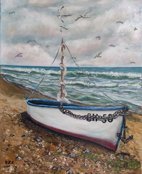 oil painting Old fishing boat - Valentine Kostadinova