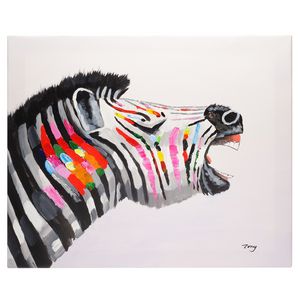 Colourful Zebra hand painted oil