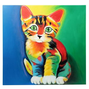 Colourful Kitten Original oil canvas