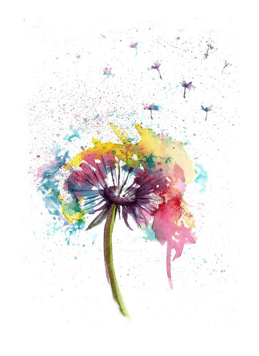 dandelion watercolor painting