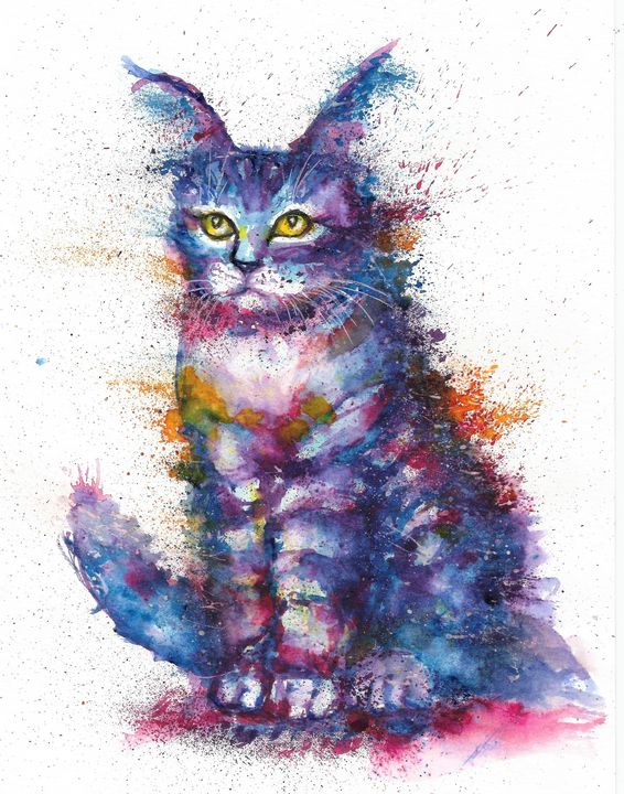 Abstract Watercolor Cat