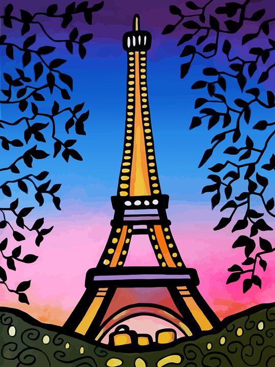 eiffel tower drawing pink