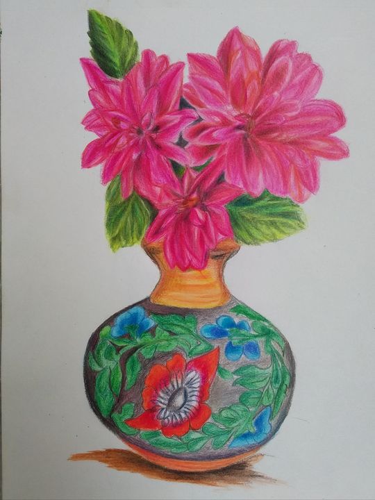 Flower vase  Kousalya Sankar  Drawings  Illustration Flowers Plants   Trees Flowers Flowers IZ Sunflowers  ArtPal